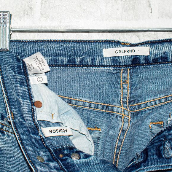 GRLFRND Addison High-Rise Denim Jeans Split Boot Touch The Floor sz 27 - Picture 7 of 12